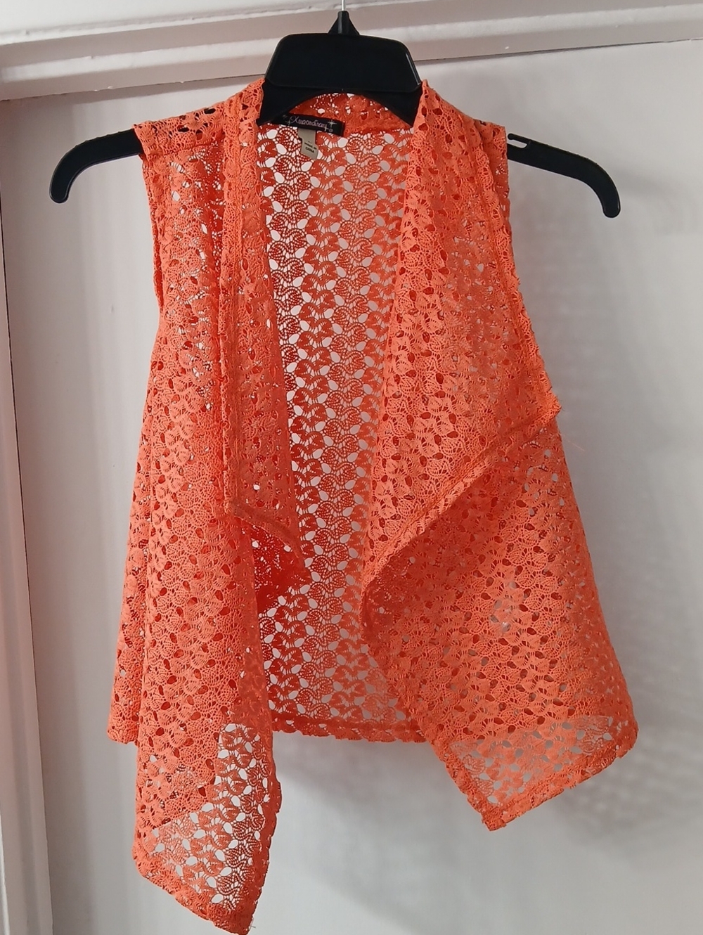 Xtraordinary Crochet Open-Front Vest - Orange
